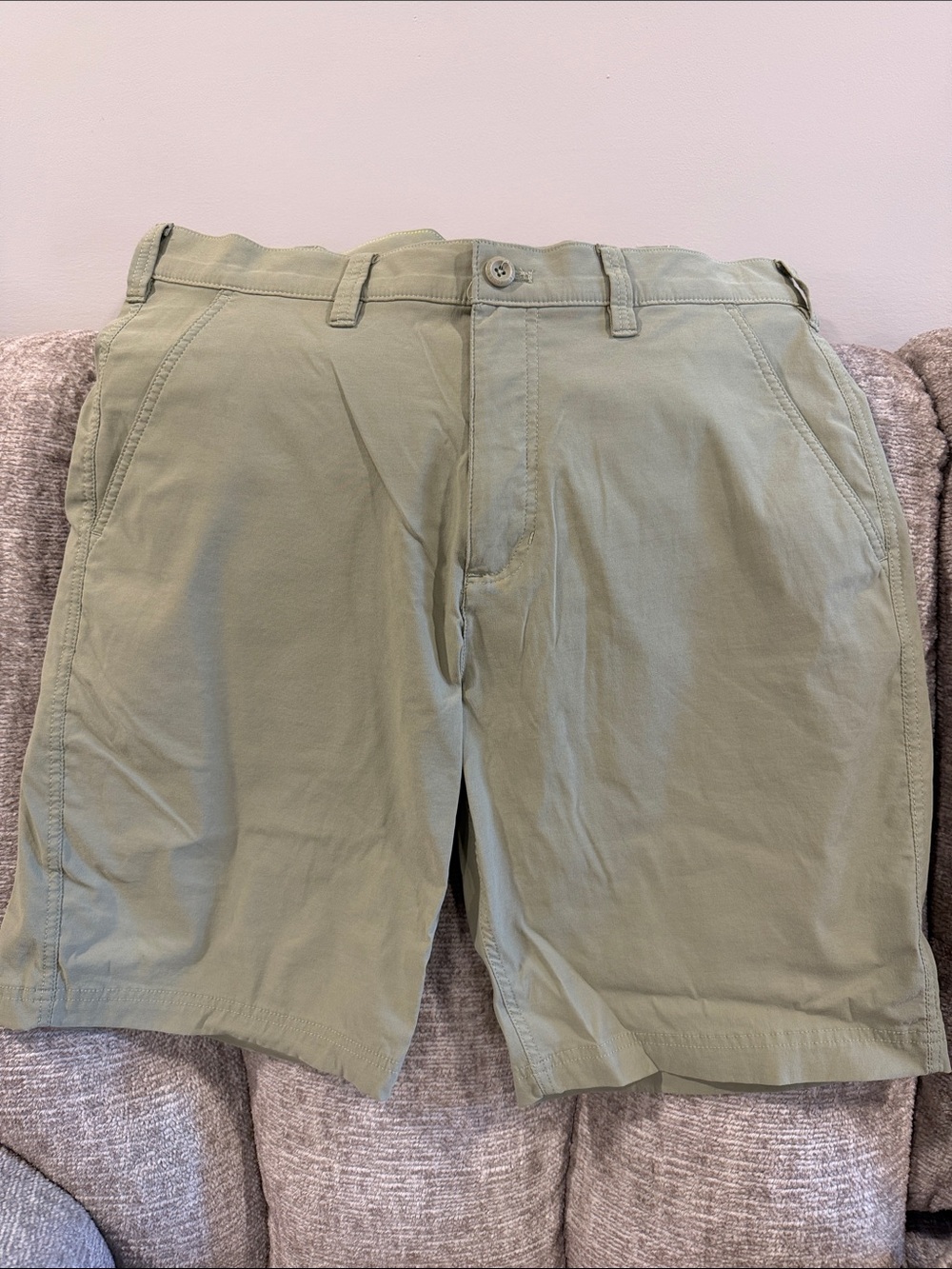Eddie Bauer Men's Flat Front Olive Shorts
